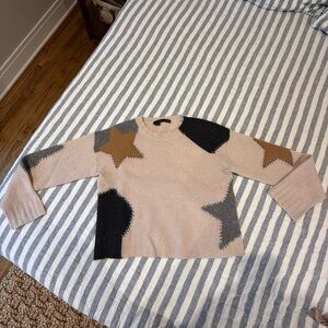 360 Cashmere Star Pattern Sweater - Cream, Black, Brown